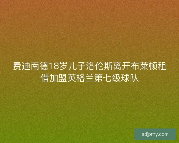 费迪南德18岁儿子洛伦斯离开布莱顿租借加盟英格兰第七级球队
