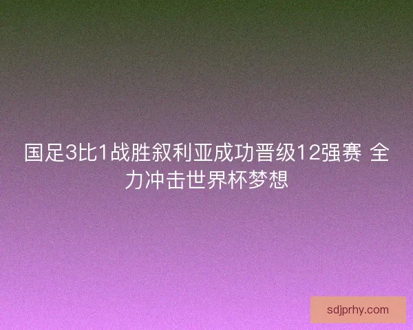 国足3比1战胜叙利亚成功晋级12强赛 全力冲击世界杯梦想
